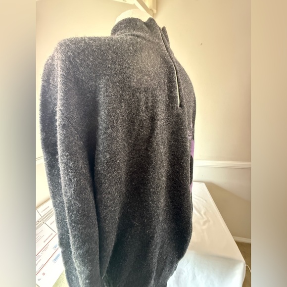 Wool St. Andrews “Old Course” Classic 1/4 Zip Sweater, Purple Saltire Stripe - Picture 11 of 11